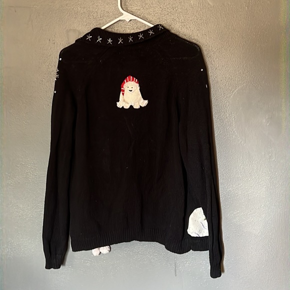 Christmas Sweater Cardigan size small  snowman   And snowflakes - Picture 3 of 3